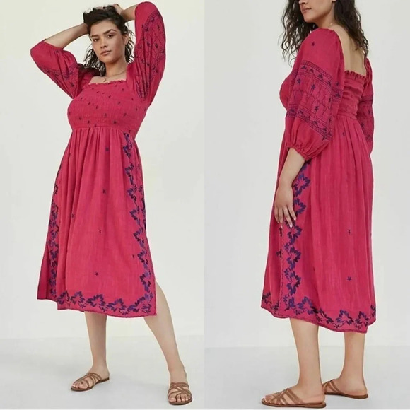 NEW Anthropologie Bonnie Smocked Midi Dress - Picture 1 of 12